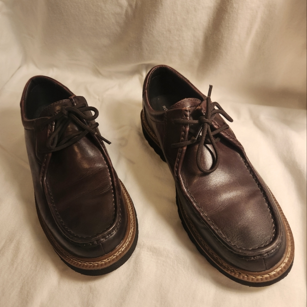 Mens Rockport Trutech size 10 leather comfort  loafers brown nwot